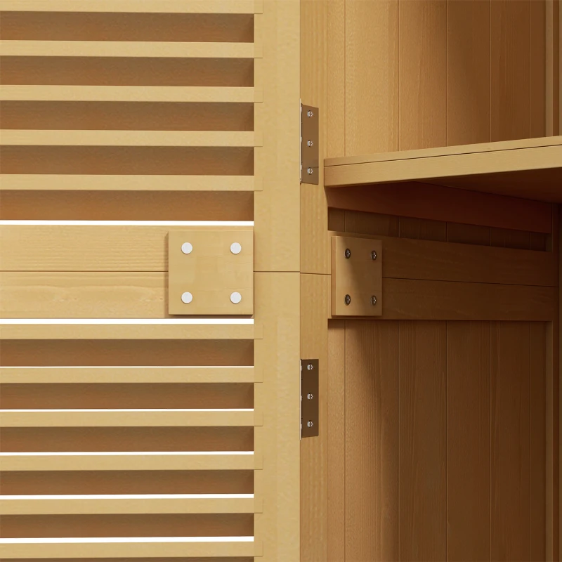Outsunny Armario de jardín resistente a la intemperie, 2 puertas con cerradura, Madera de pino, 87x46,5x160 cm, Amarillo claro