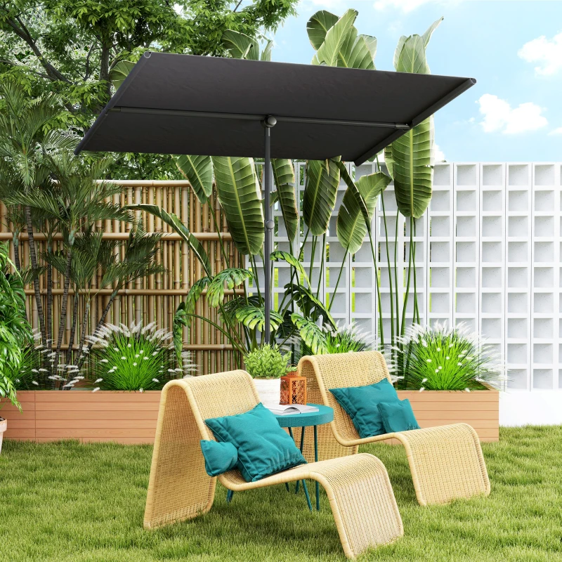 Outsunny Sombrilla de jardín con altura ajustable y giro de 180 grados con mástil de aluminio de 150x205 cm en color Gris oscuro