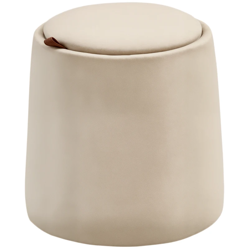 HOMCOM 2 en 1 Puff de Terciopelo con Almacenamiento y Tapa Desmontable de 44x47,5 cm Beige