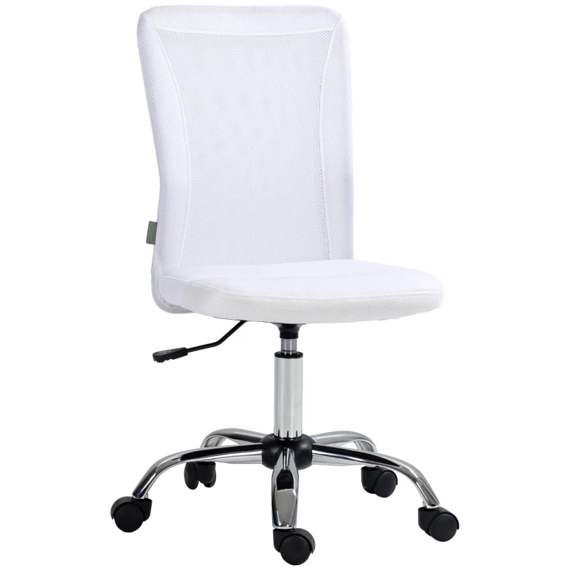 Vinsetto Silla de oficina ergonómica altura ajustable base cromada giratoria 360° revestimiento malla Blanco