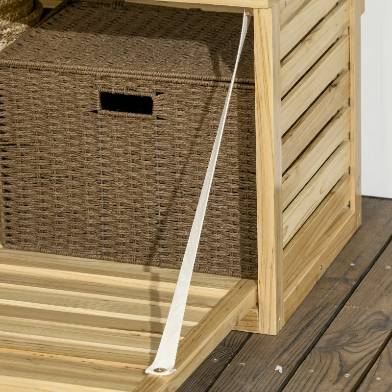 Outsunny Caja de Almacenamiento con Enrejado, 4 Estantes Colgantes, Puerta Magnética, Madera Maciza, Natural, 80x45x160 cm