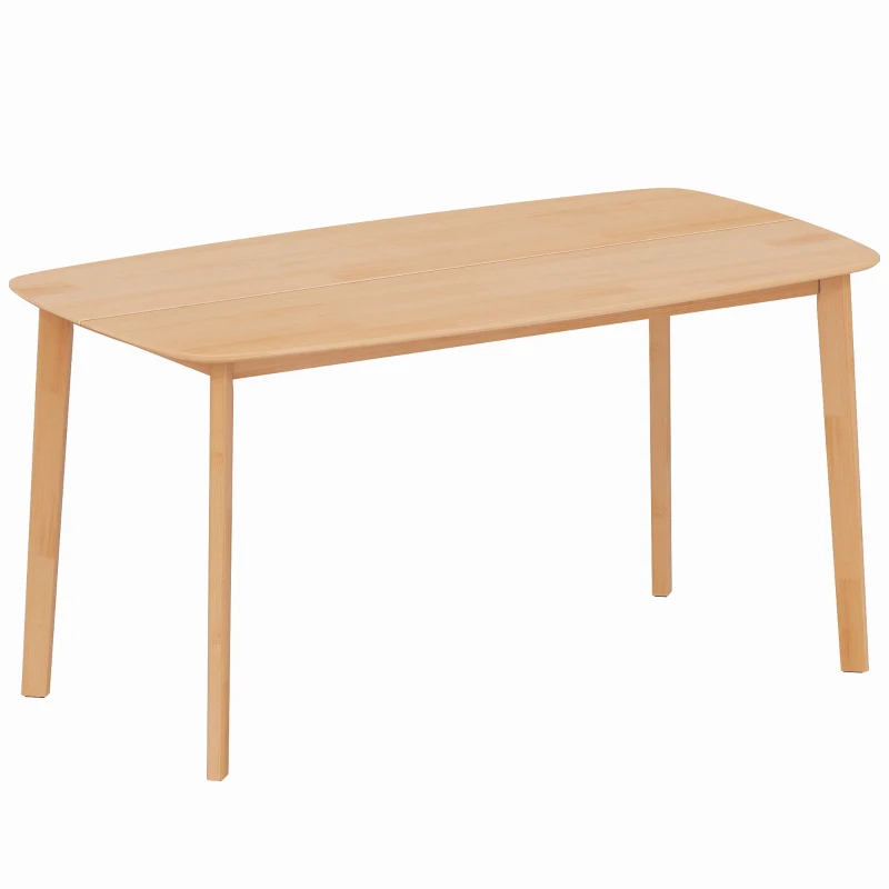 HOMCOM Mesa de comedor rectangular para 6 personas mesa de cocina 150 cm de madera maciza 150 x 80 x 76 cm madera natural