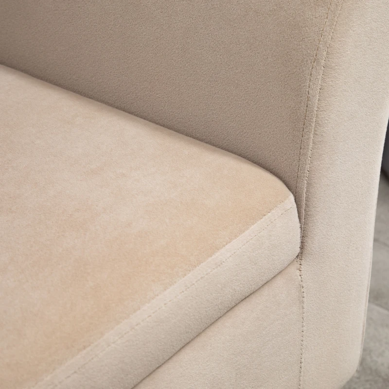 HOMCOM Banco Acolchado con Almacenamiento, Banco con Reposabrazos, Altura del Asiento de 46 cm, Terciopelo, 111,5x41x65 cm, Beige