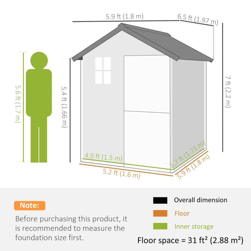 Outsunny Sopron de Lemn pentru Gradina de 6 x 6,5FT(m-3)