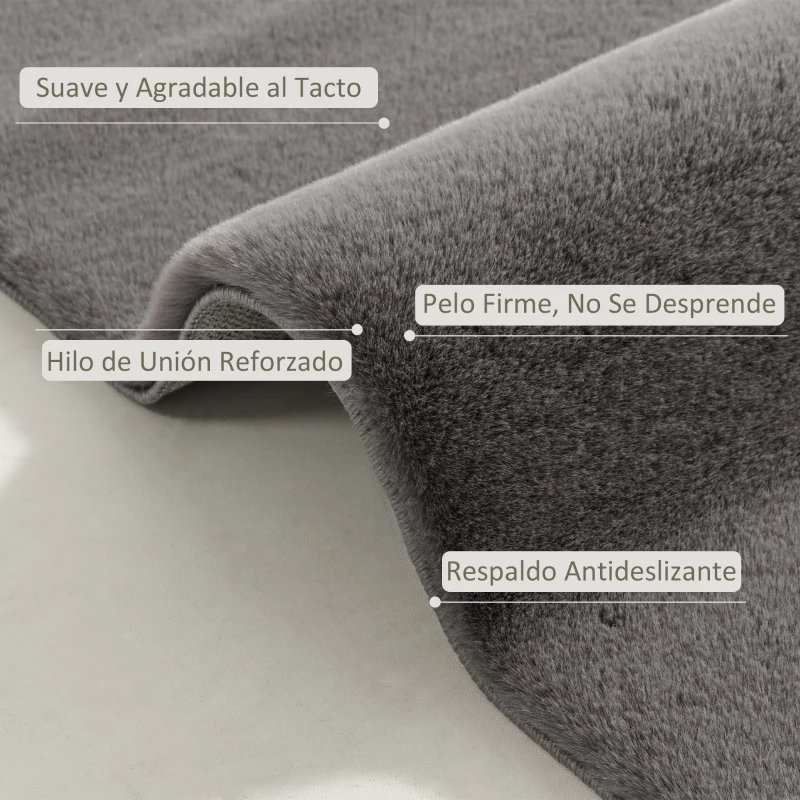 HOMCOM Alfombra Salón 160x230 cm Lavable en Lavadora Pelo Largo Estilo Moderno Tapete para Sala de Estar Dormitorio Gris Claro
