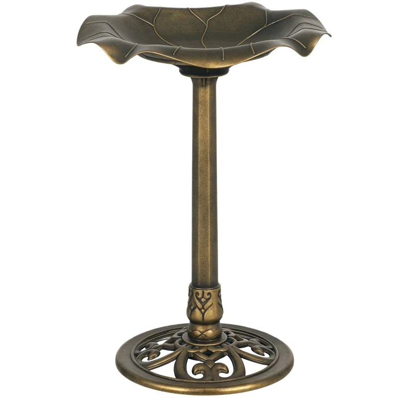 Outsunny Baño de pájaros Abrevadero, comedero para pájaros recipiente forma hoja de loto, dim, 50x71H cm polipropileno Bronce