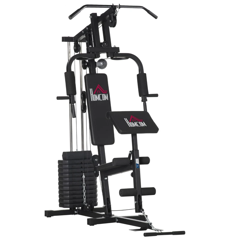 Estación de musculación fitness - Colaboración Aosom.es x FFHandball - 12 bloques de peso de 5,5 kg - 135 x 103 x 210 cm