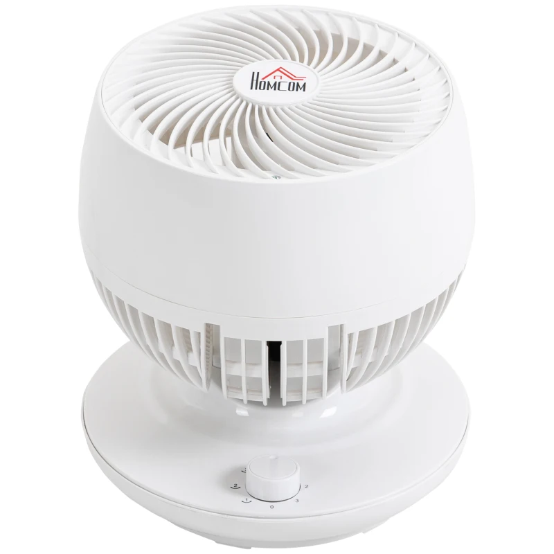 HOMCOM Ventilador de mesa potente 45W, 3 velocidades, oscilante a 70° multidireccional, inclinación a 90°, blanco