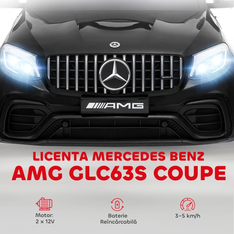 HOMCOM Masina Electrica pentru Copii Mercedes, Negru