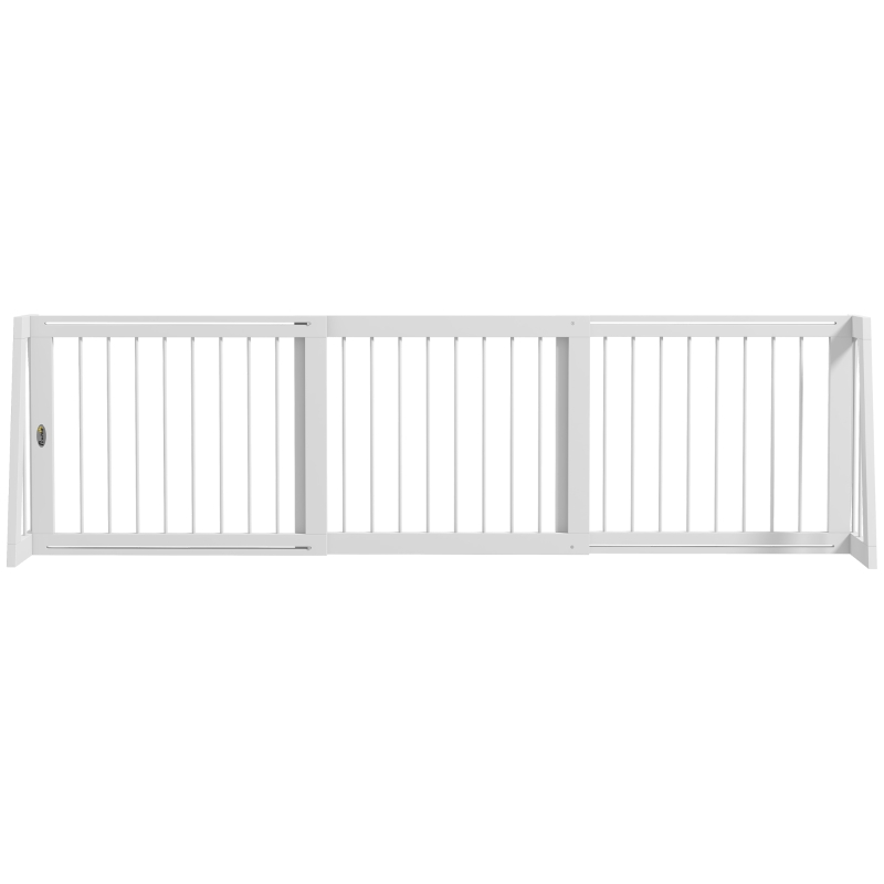 PawHut Barrera de seguridad para perros con 3 paneles retráctiles de 71 a 190 cm de ancho en madera - Blanco