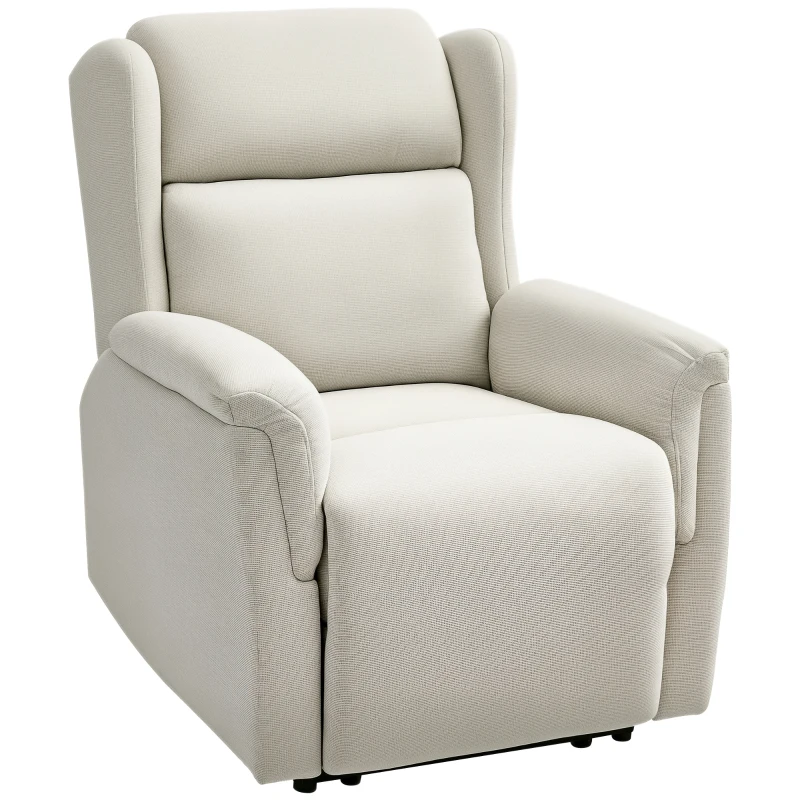 HOMCOM Sillón de Relax, Silla tapizada ajustable con reposapiés, Inclinable a 160°, Aspecto de lino, montaje rápido, Beige