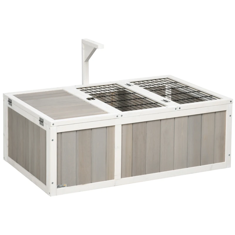 Pawhut Casa recinto jaula para pequeña mascota tortuga con 2 espacios dim, 91,5x61x33 cm - madera de pino