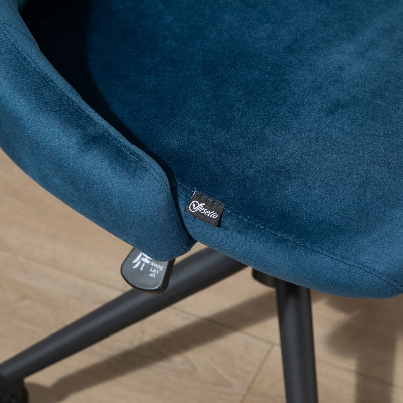 Vinsetto Silla de Oficina Giratoria Ergonómica Diseño de Líneas de Concha Ajustable en Altura Giro 360° Espuma Poliéster aterciopelado