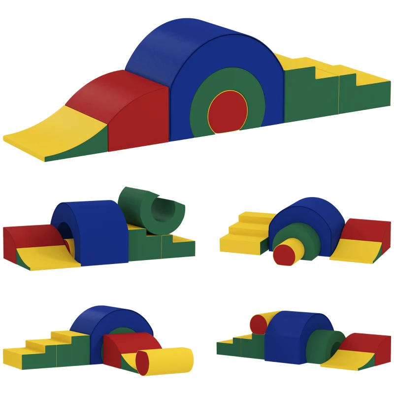 AIYAPLAY Set de 5 bloques blandos para bebés y niños pequeños, espuma, cuero artificial, 5 formas creativas, set interior para trepar