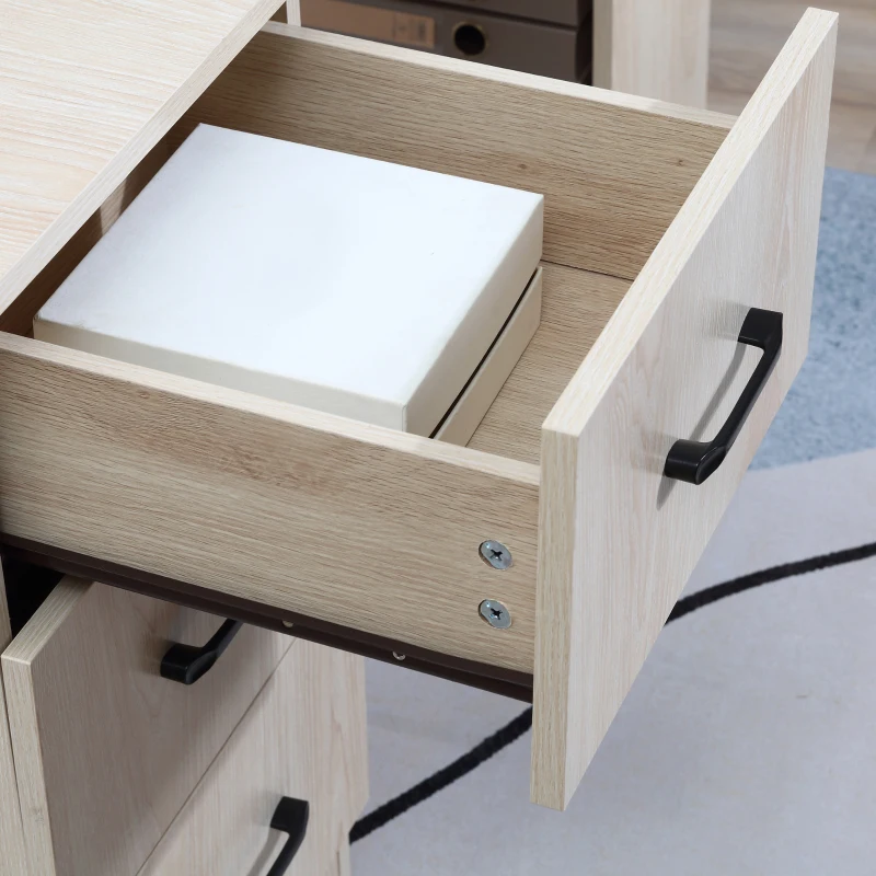 HOMCOM Escritorio 120x50 cm con estantes y cajones, para espacio reducido, oficina en casa, habitación, color madera