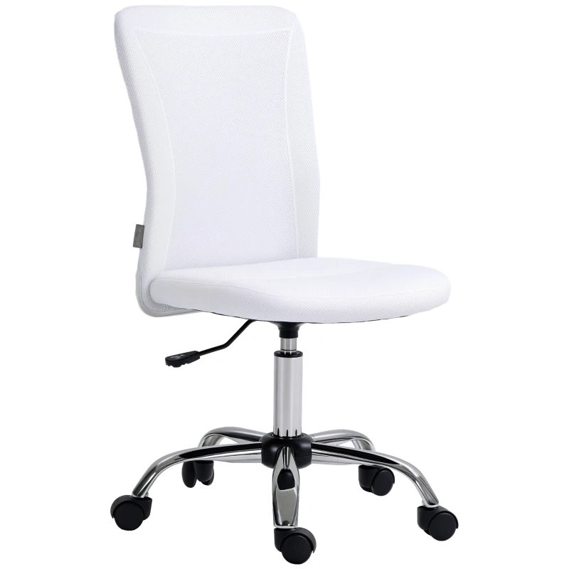 Vinsetto Silla de oficina ergonómica altura ajustable base cromada giratoria 360° revestimiento malla Blanco