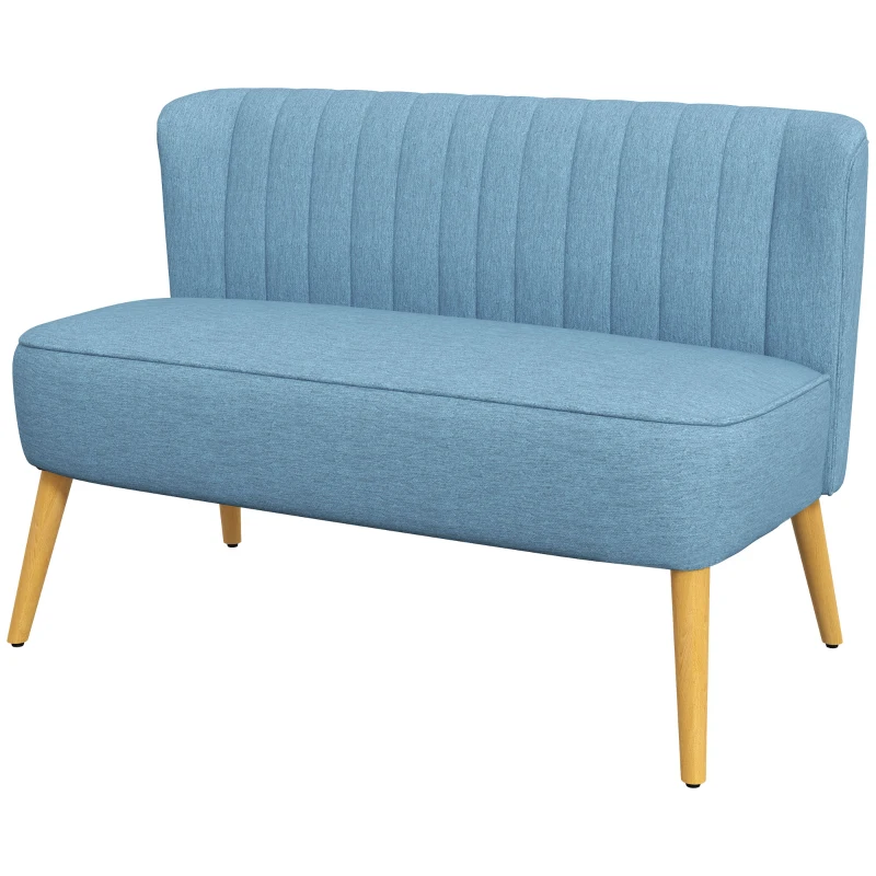 HOMCOM Sofá de 2 plazas de estilo retro, acolchado suave, cubierta fácil de cuidar, hasta 150 kg, 117x56,5x77 cm, Azul