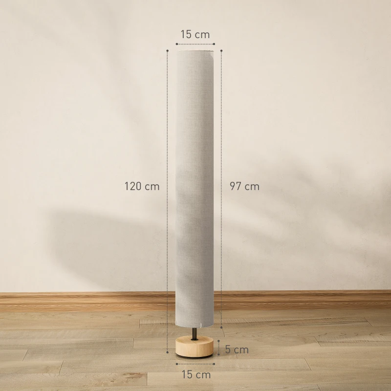HOMCOM Lámpara de pie de salón con pantalla de lino, interruptor de pie, 2 x casquillo E27, 120 cm, beige