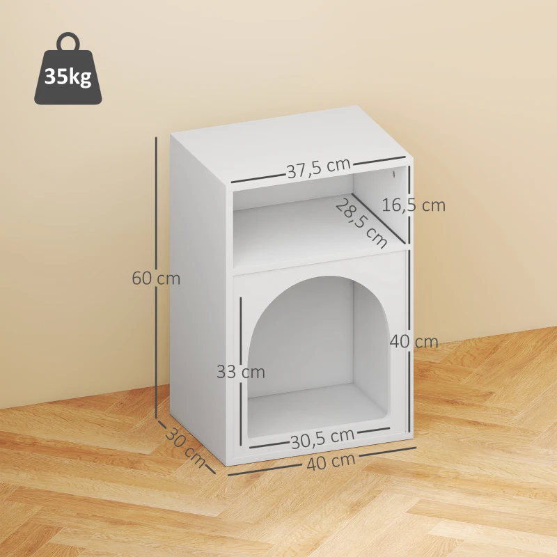 HOMCOM Juego de 2 mesitas de noche, mesa de noche con compartimentos abiertos, diseño arqueado, 40x30x60 cm, blanco