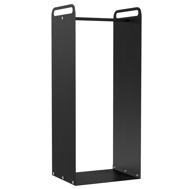 Outsunny Portador de leña interior soporte de leña interior con asas resistente a la oxidación y al desgaste 37x30x90 cm acero Negro