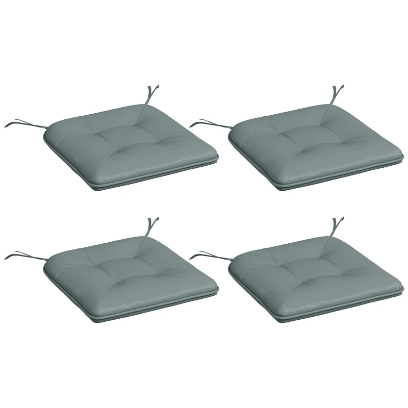Outsunny Set de 4 Cojines de silla de jardín acolchado Relleno 4 cm Tela de Poliéster 43x41 cm Gris