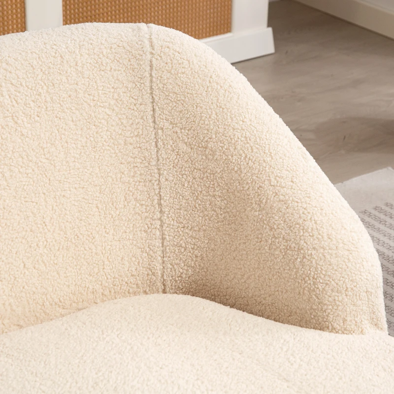 HOMCOM Sofá de 2 plazas en tela de felpa 142 cm con respaldo y asiento curvados, no requiere ensamblaje, Beige