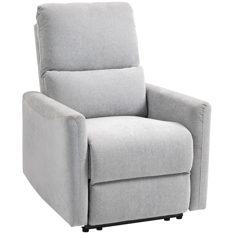 HOMCOM Sillón reclinable fauteuil relax manual, con reposapiés y respaldo ajustables, asiento acolchado, tela de lino, gris