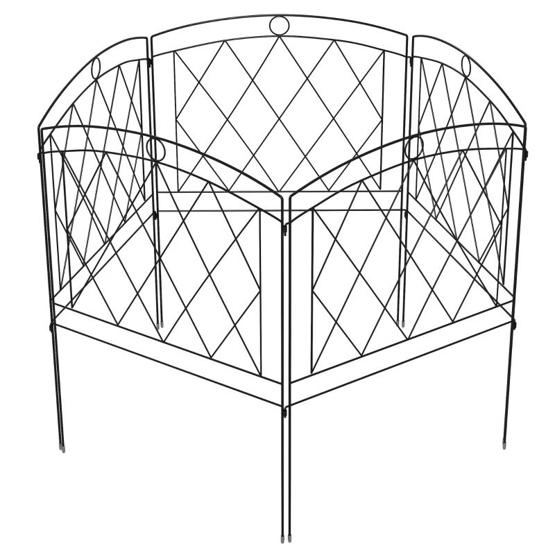Outsunny Conjunto de 5 paneles de valla de jardín decorativa en metal, borde de jardín, macizo de flores 305x80 cm