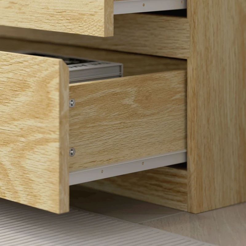 HOMCOM Estantería alta de 180 cm con 3 estantes y 3 cajones 60x35x180 cm Paneles de Partículas efecto madera