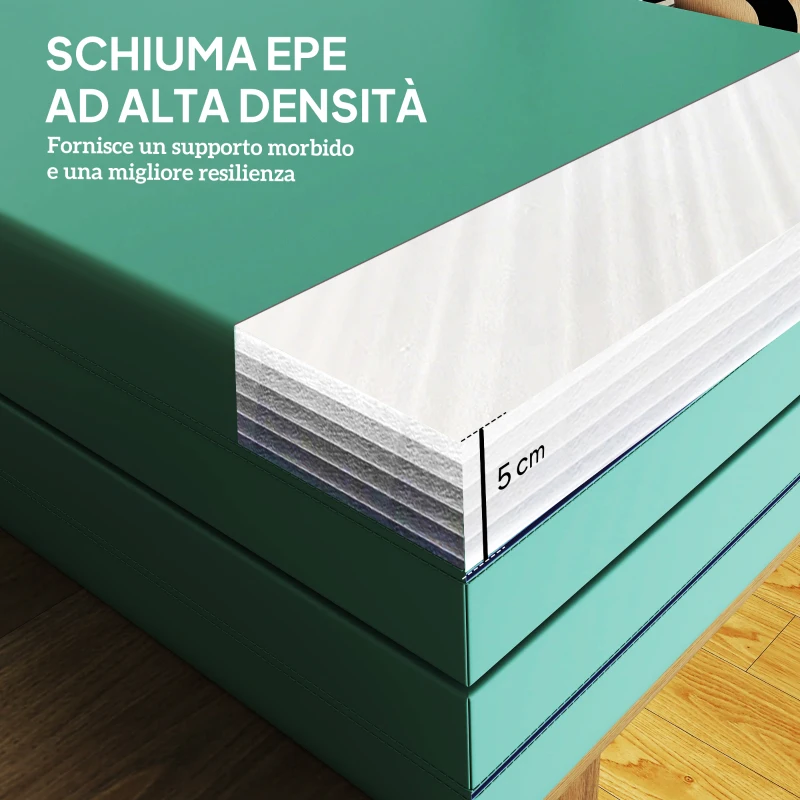 SPORTNOW Tappeto Fitness Pieghevole e Imbottito con 2 Maniglie, in Plastica ed EPE, 180x60x5 cm, Verde e Viola