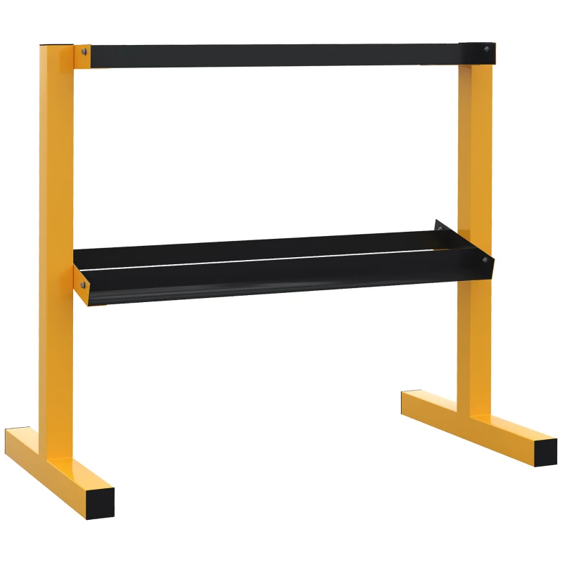 SPORTNOW Soporte para Pesas, hasta 270 kg, 2 estantes, marco de acero, amarillo, 92,5 x 50,5 x 80,5 cm