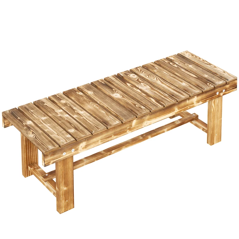 Outsunny Banco de jardín, Banco de madera para 2 personas, rústico, 110 x 38 x 35 cm, Marrón oscuro