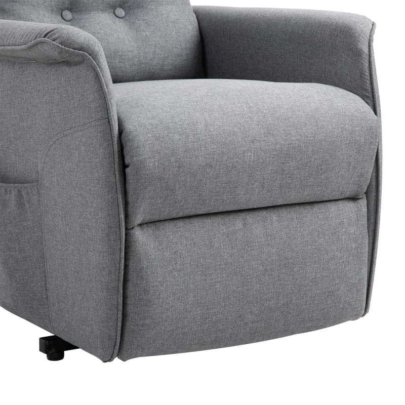 HOMCOM Sillón de Relax eléctrico Silla elevadora reclinable con Reposapiés Ajustable Lino Gris