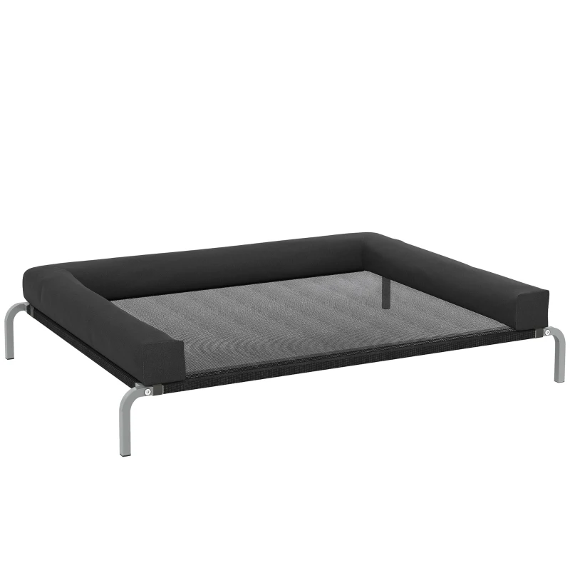 PawHut Cama elevada para perros refrescante, cama de campamento para perros interior exterior portátil, 130 x 90 x 30 cm, negro