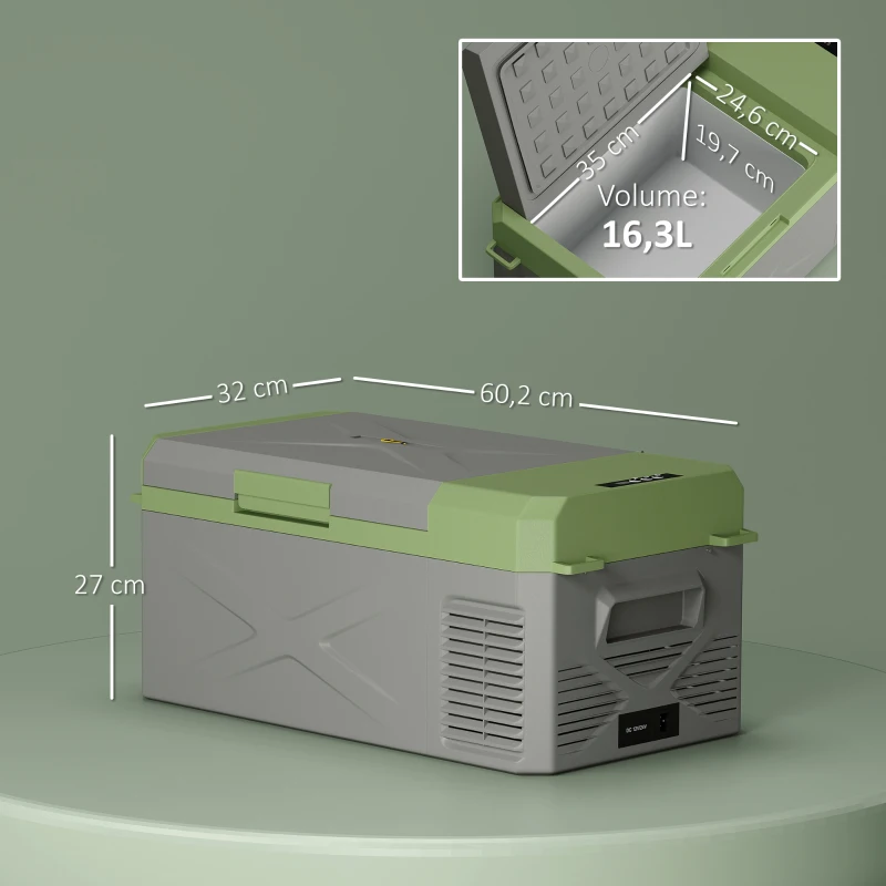 Outsunny Nevera eléctrica portátil 16,3L, refrigerador de coche portátil congelador y refrigerador 12/24V Gris
