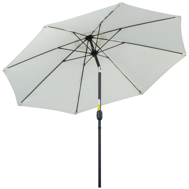 Outsunny Sombrilla de jardín Sombrilla recta Sombrilla inclinable aluminio fibra de vidrio poliéster diámetro 2,65 m color crema