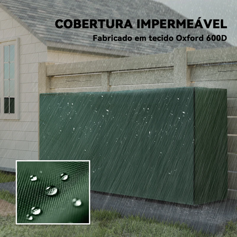 Outsunny Suporte para Lenha com Cobertura Ajustável para Interior e Exterior Carga 200 kg 200x36x99 cm Verde Escuro e Preto