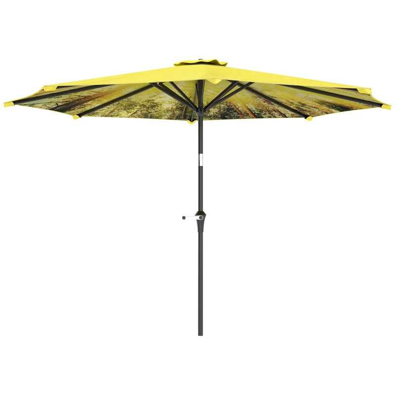 Outsunny Parasol 300 cm, Parasol con Manivela, Sombrilla Octogonal para Balcón, Amarillo