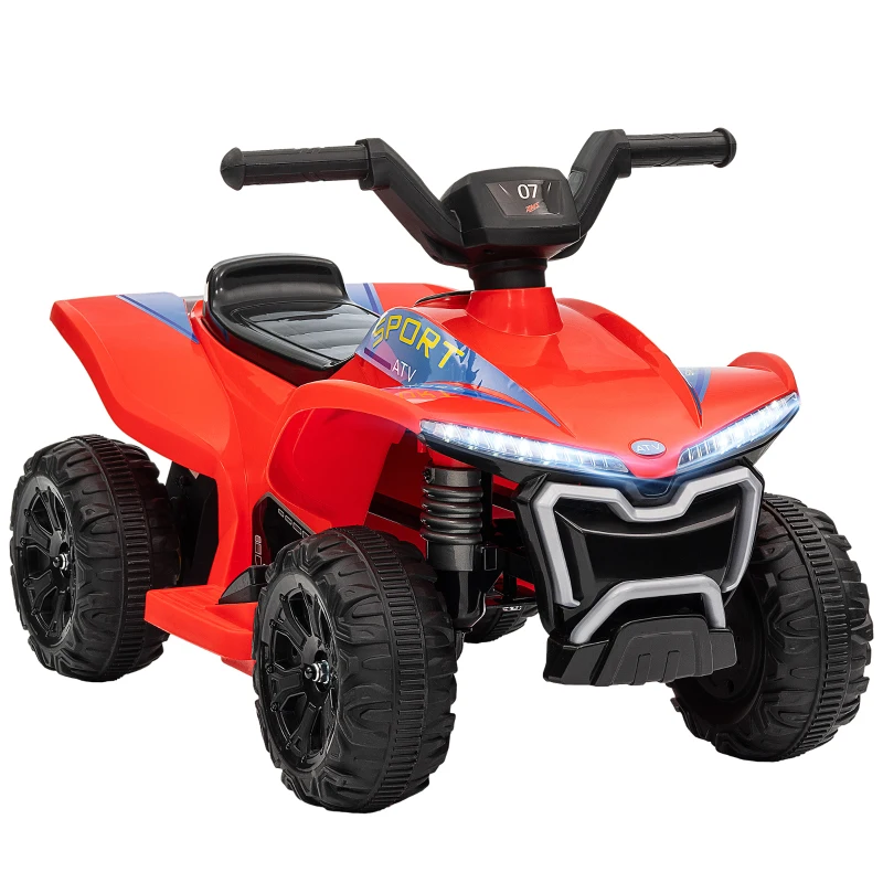 AIYAPLAY Quad eléctrico infantil 6V coche eléctrico para niños velocidad de 2,5 km/h para niños de 18-36 meses 71x40,5x45 cm Rojo