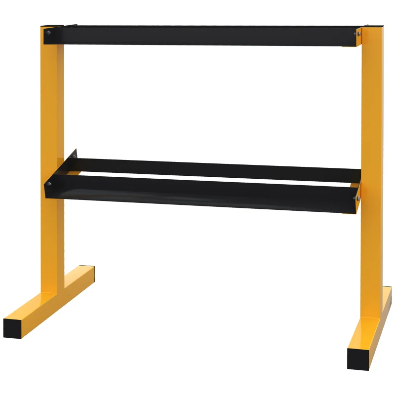 SPORTNOW Soporte para Pesas, hasta 270 kg, 2 estantes, marco de acero, Amarillo, 92,5x50,5x80,5 cm