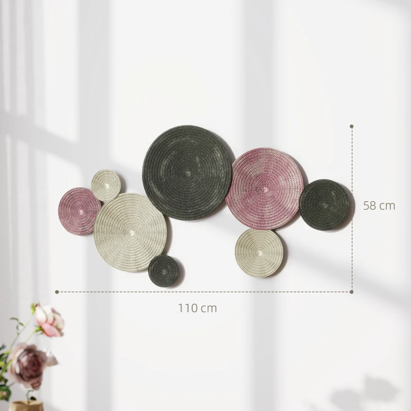 HOMCOM Wanddecoratieset in schijfontwerp, 8 metalen schijven, veelzijdig, Meer-kleurig