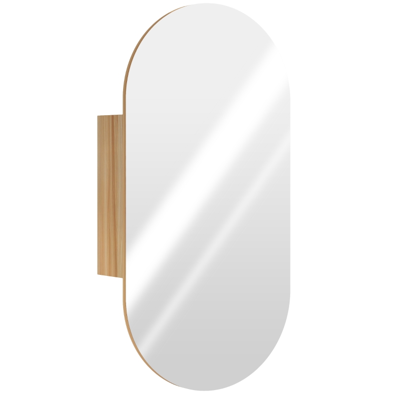 HOMCOM Armario de baño de pared con espejo ovalado 45x90 cm moderno sin marco madera natural
