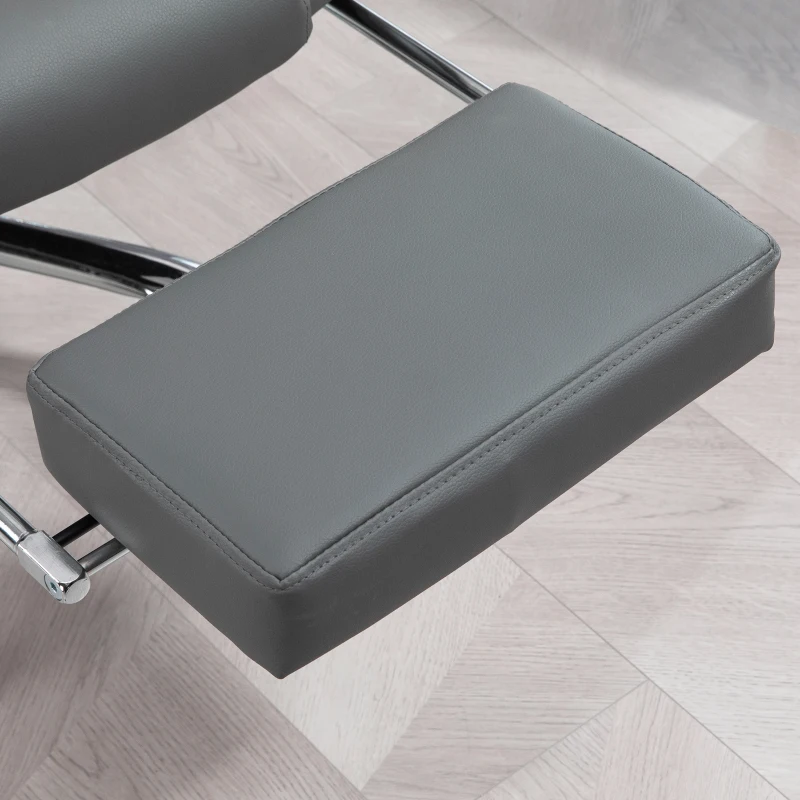 HOMCOM Silla de oficina silla manager gran confort respaldo inclinable ruedas PU 64,5x69x117 cm Gris
