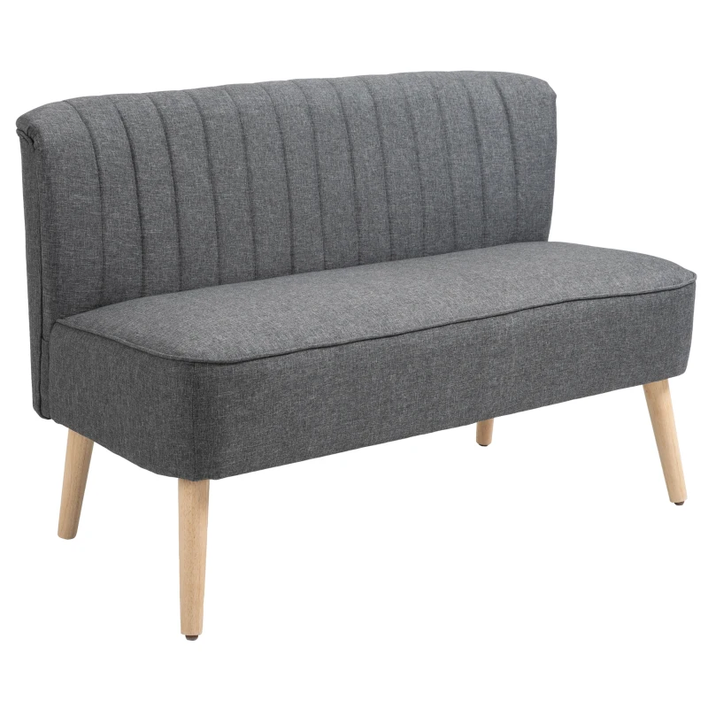 HOMCOM Sofá de 2 Plazas con Acolchado Suave, Tapizado Fácil de Cuidar, Soporta hasta 150 kg, 117x56,5x77 cm, Gris Oscuro