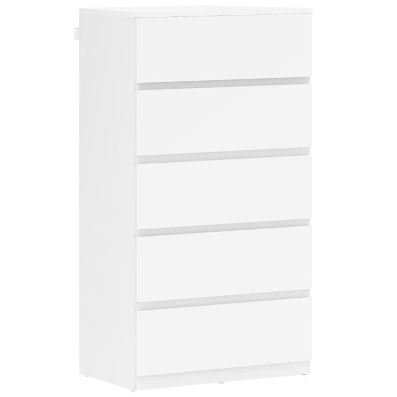 HOMCOM Cómoda aparador de 5 cajones, 55x34x100 cm, Blanco