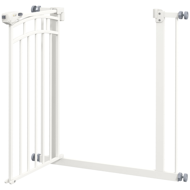 PawHut Barrera de seguridad para perros barrera de escalera extensible doble bloqueo 74-80x76 cm Blanco