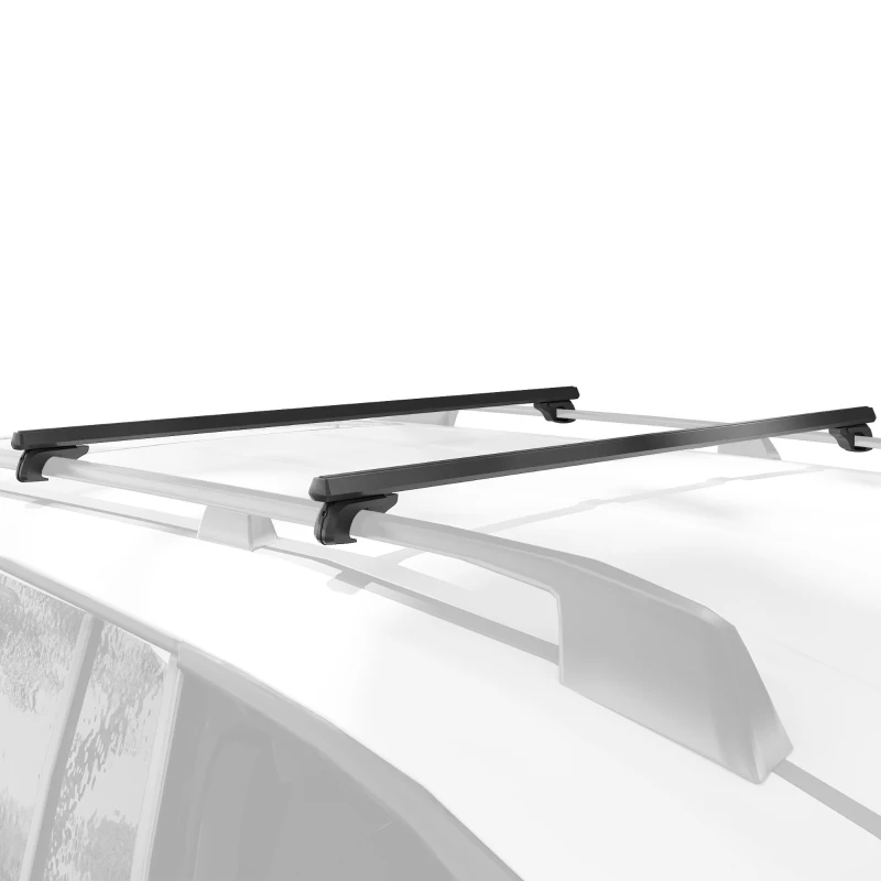 HOMCOM Barras de techo de coche transversales portaequipajes con cerradura 2 llaves incluidas aleación de aluminio Negro