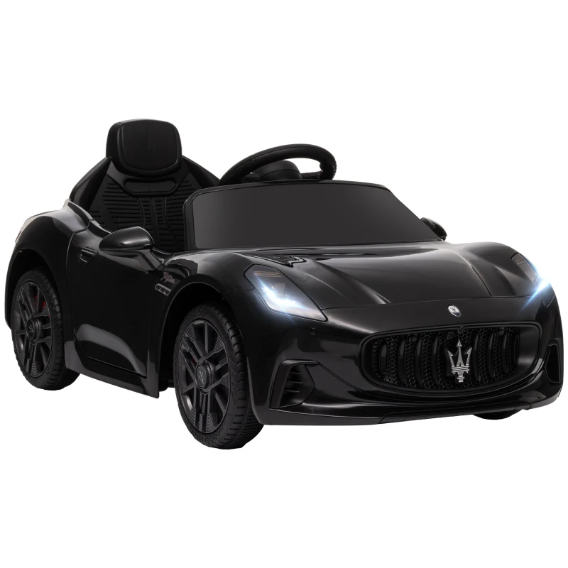 AIYAPLAY Coche eléctrico para niños con licencia Maserati Gran Turismo Folgore, 12V con control remoto, de 3 a 5 años, negro