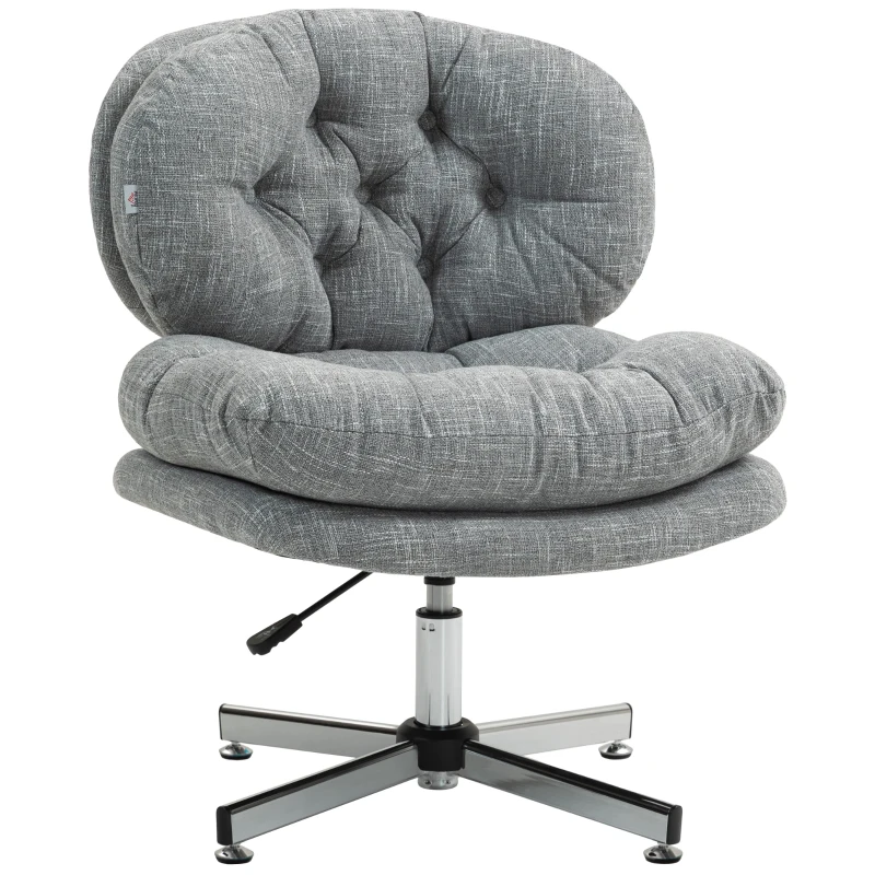 HOMCOM Silla de Oficina sin Apoyabrazos, cómoda Silla de escritorio con asiento acolchado y altura ajustable, Gris