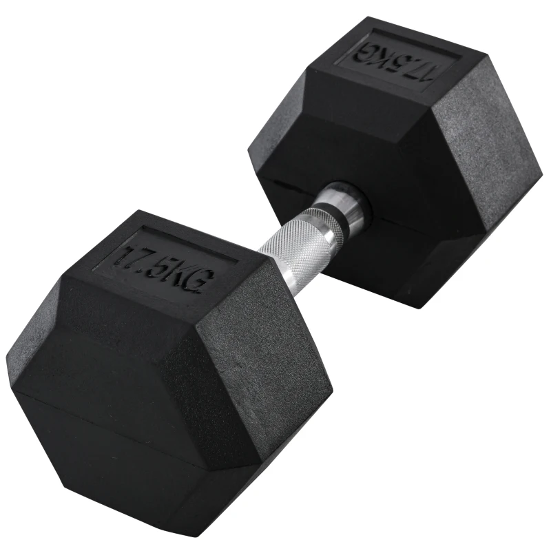 HOMCOM Mancuerna, 17,5 kg, mancuerna, peso, agarre antideslizante, negro y plata